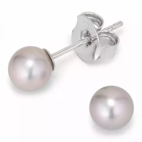 5-5,5 mm aa-graded grå pärlörhängestift i silver