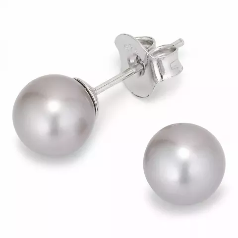 7-7,5 mm aa-graded grå pärlörhängestift i silver
