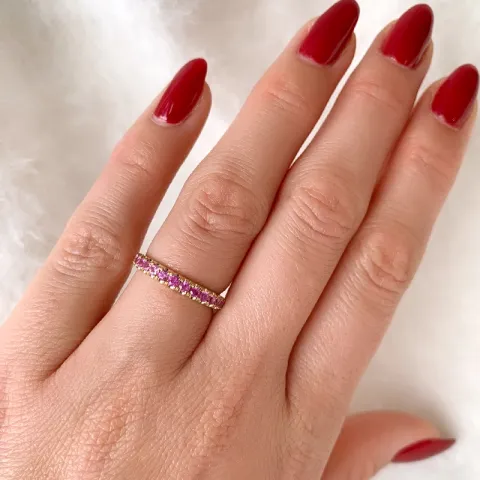 rosa safir alliancring i 14 karat guld 0,71 ct