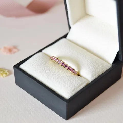 rosa safir alliancring i 14 karat guld 0,71 ct