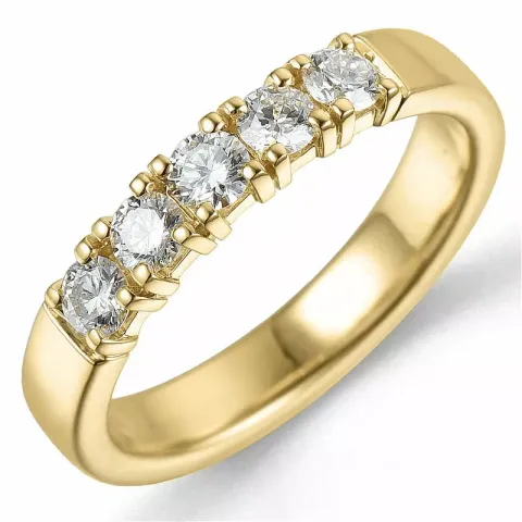 diamant alliancring i 14  karat guld 5 x 0,10 ct