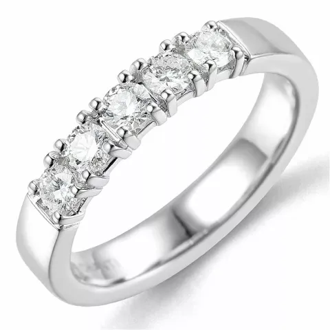 diamant alliancring i 14  karat vitguld 5 x 0,10 ct