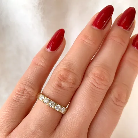 diamant alliancring i 14 karat guld 5 x 0,15 ct