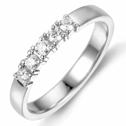 smal alliancring i 14 karat vitguld 5 x 0,05 ct