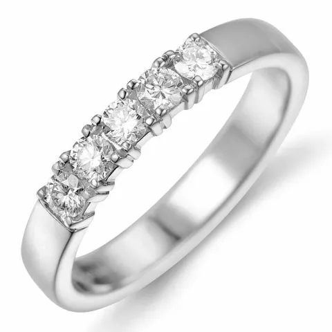 kampajn - alliancring i 14 karat vitguld 5 x 0,07 ct