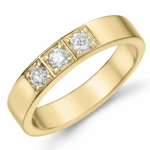 diamant alliancring i 14 karat guld 3 x 0,07 ct