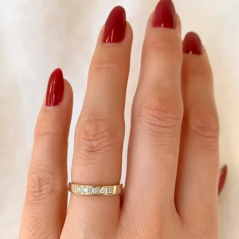 diamant alliancring i 14 karat guld 5 x 0,03 ct