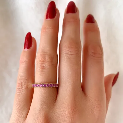 rosa safir alliancring i 14 karat guld 0,69 ct