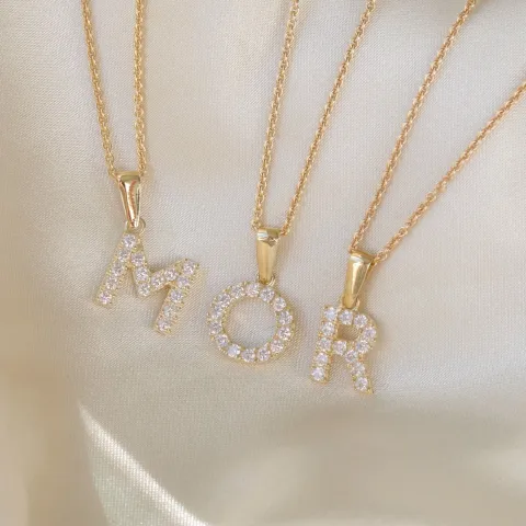 bokstav m hängen i 8 karat guld - My Letter