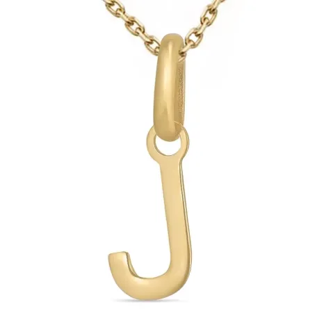 bokstav j halsband i förgyllt silver med hängen i 8 karat guld