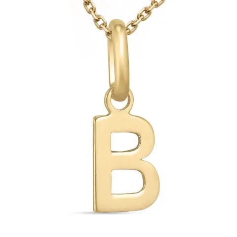 bokstav b halsband i förgyllt silver med hängen i 8 karat guld