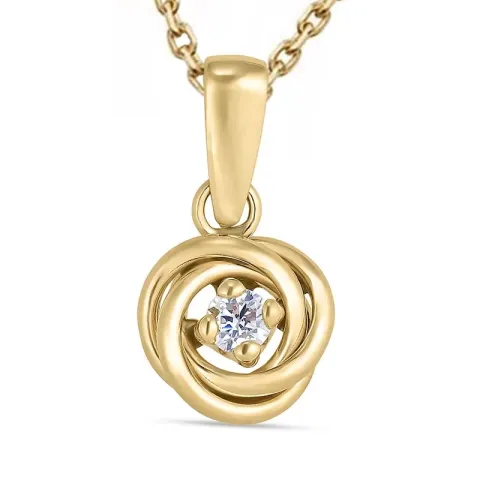 zirkon halsband i förgyllt silver med hängen i 8 karat guld - Gold Collection