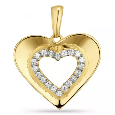 16 x 12 mm hjärta zirkon hängen i 9 karat guld med rhodium