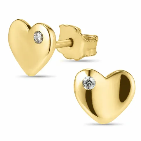 hjärta örhängestift i 8 karat guld med zirkon