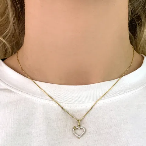 hjärta fjärilar zirkon hängen i 8 karat guld med rhodium