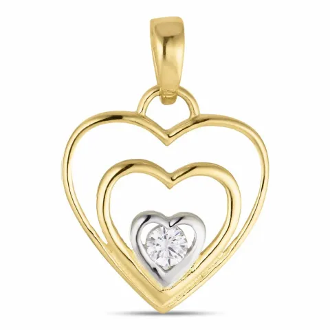 hjärta zirkon hängen i 8 karat guld med rhodium
