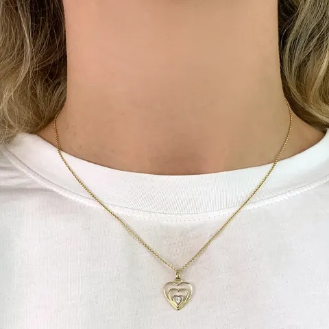 hjärta zirkon hängen i 8 karat guld med rhodium