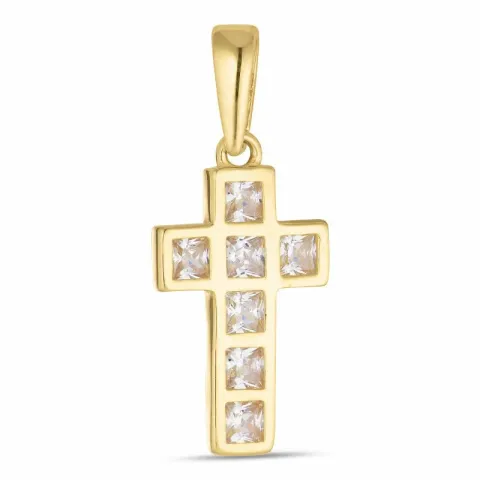 kors zirkon hängen i 8 karat guld