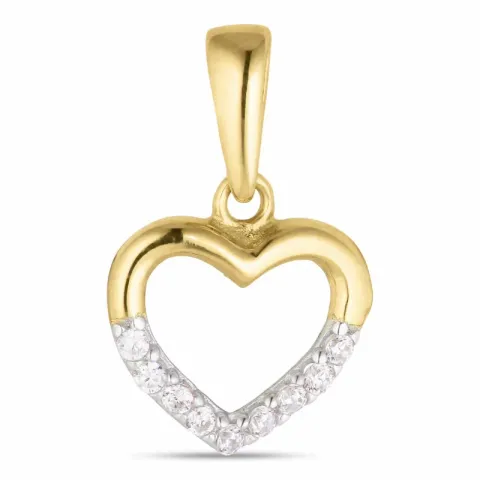 hjärta zirkon hängen i 8 karat guld med rhodium