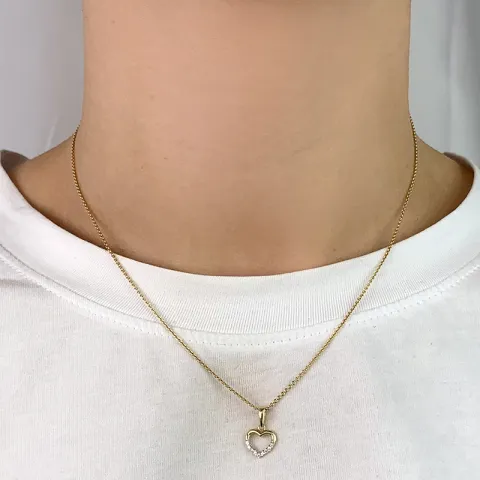 hjärta zirkon hängen i 8 karat guld med rhodium