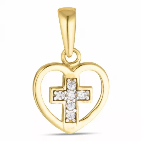 hjärta kors hängen i 8 karat guld med rhodium