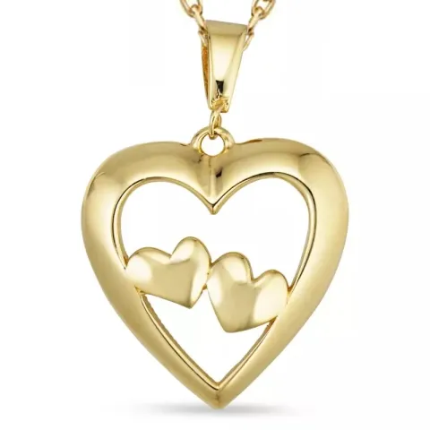 hjärta halsband i förgyllt silver med hängen i 8 karat guld - Gold Collection