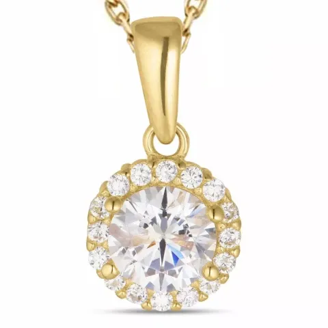 zirkon halsband i förgyllt silver med hängen i 8 karat guld - Gold Collection