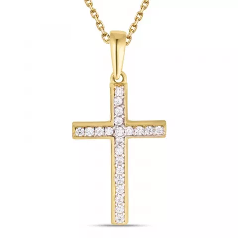 kors hängen med halskedja i 8 karat guld