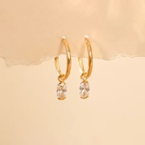 12 mm creol i 9 karat guld med zirkon