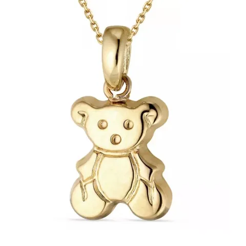 nalle halsband i förgyllt silver med hängen i 9 karat guld