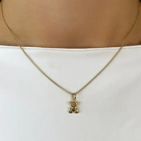 nalle halsband i förgyllt silver med hängen i 9 karat guld