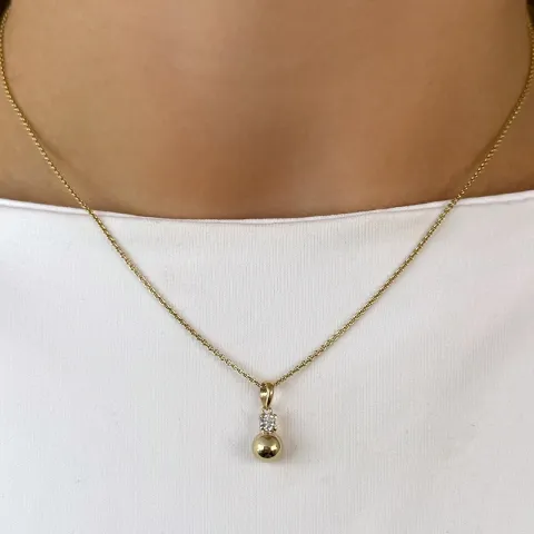 kula zirkon halsband i förgyllt silver med hängen i 9 karat guld - Gold Collection
