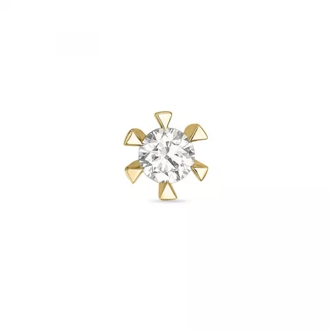1 x 0,13 ct diamant solitäreörhängestift i 14 karat guld med diamant 