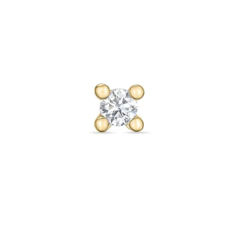 1 x 0,08 ct diamant solitäreörhängestift i 14 karat guld med diamant