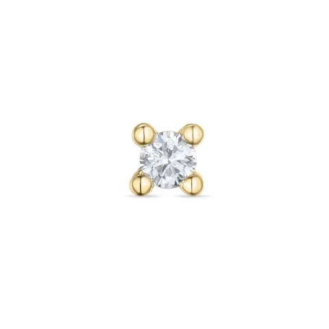 1 x 0,09 ct diamant solitäreörhängestift i 14 karat guld med diamant