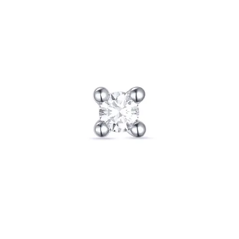 1 x 0,10 ct diamant solitäreörhängestift i 14 karat vitguld med diamant 