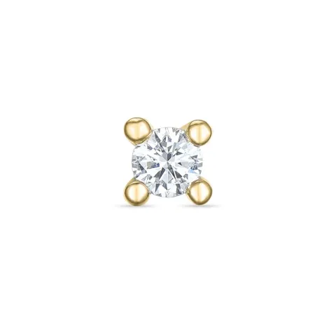 1 x 0,13 ct diamant solitäreörhängestift i 14 karat guld med diamant