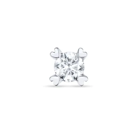 1 x 0,16 ct diamant solitäreörhängestift i 14 karat vitguld med diamant 