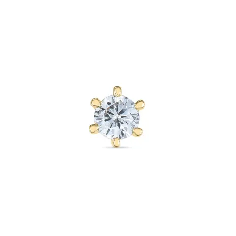 1 x 0,13 ct diamant solitäreörhängestift i 14 karat guld med diamant