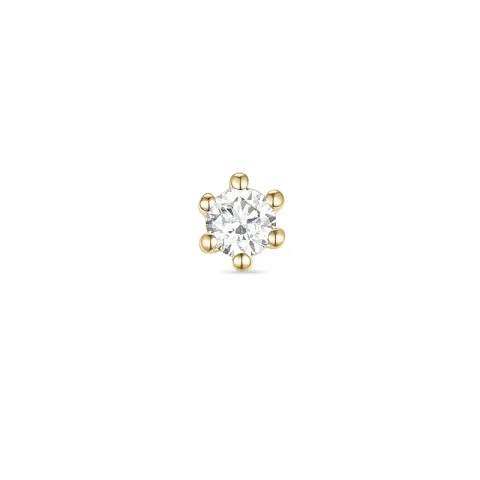 1 x 0,08 ct diamant solitäreörhängestift i 14 karat guld med diamant 