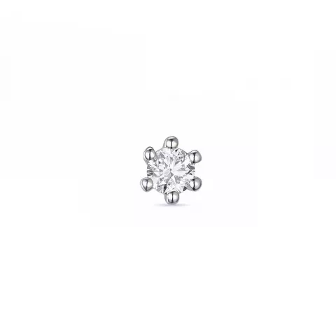 1 x 0,08 ct diamant solitäreörhängestift i 14 karat vitguld med diamant 