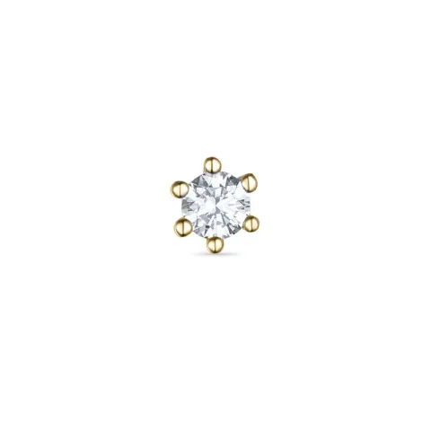 1 x 0,09 ct diamant solitäreörhängestift i 14 karat guld med diamant