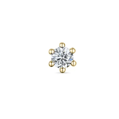 1 x 0,11 ct diamant solitäreörhängestift i 14 karat guld med diamant