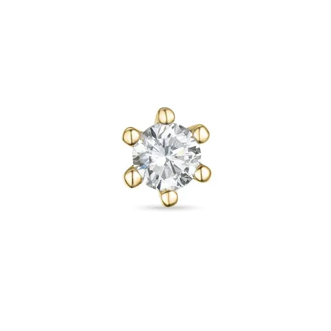 1 x 0,16 ct diamant solitäreörhängestift i 14 karat guld med diamant