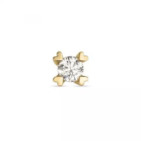 1 x 0,10 ct diamant solitäreörhängestift i 14 karat guld med diamant 