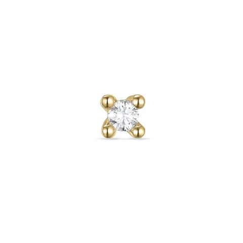 1 x 0,04 ct solitäreörhängestift i 14 karat guld med diamant