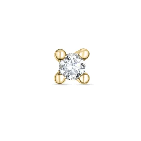 1 x 0,07 ct diamant solitäreörhängestift i 14 karat guld med diamant