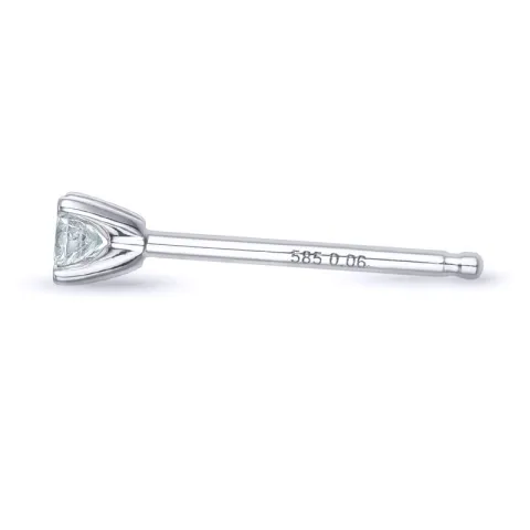 1 x 0,06 ct diamant solitäreörhängestift i 14 karat vitguld med diamant 