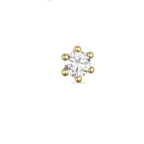 1 x 0,07 ct diamant solitäreörhängestift i 14 karat guld med diamant 