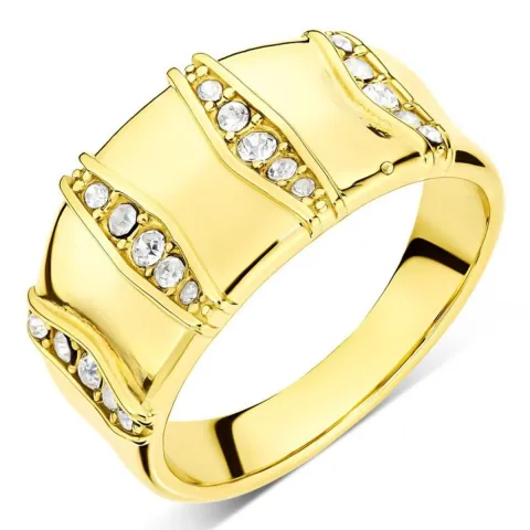 vattentät zirkon ring i förgyllt stål - OCEANA